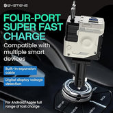 Muvit Retractable Car Charger, 120W 4 in 1 Super Fast Charge Car Phone Charger with Retractable Cables (31.5 Inch) + 2 USB Ports Car Adapter for iPhone 16/15/14/13/12 Pro Max Xr, Ipad, Pixel